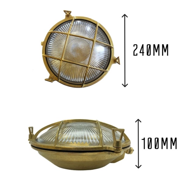 Lampfix Solid Brass Large Porthole Bulkhead - Raw Brass